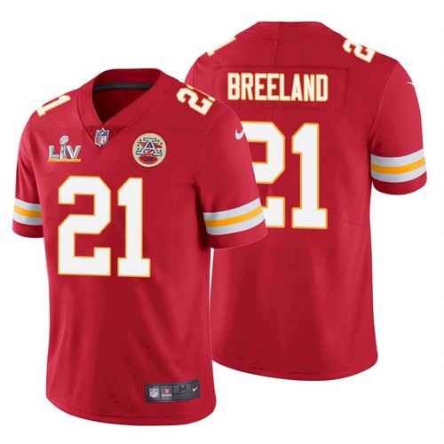 Men's Kansas City Chiefs #21 Bashaud Breeland Red NFL 2021 Super Bowl LV Stitched Jersey